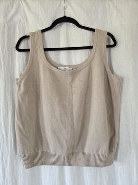 St. John | Sleeveless Knit Tank Top - Beige